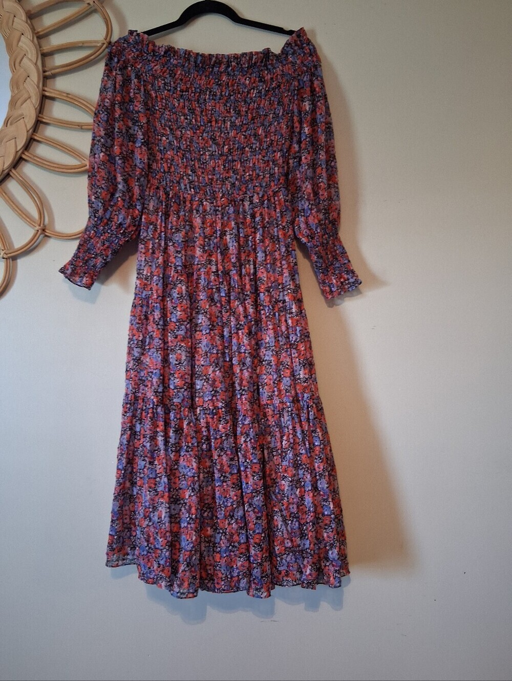 Rebecca Taylor Off-Shoulder Cosmic Floral Dress Size 4 - Picture 9 of 14